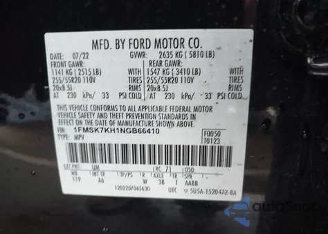 2022 Ford Explorer St-Line from USA, damaged, VIN 1FMSK7KH1NGB66410